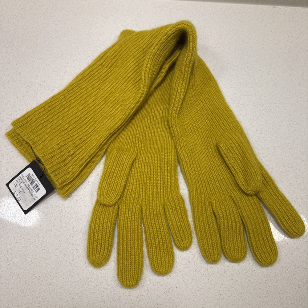 Club Monaco 100% Cashmere Elbow-length gloves- Citrus Color One Size NWT